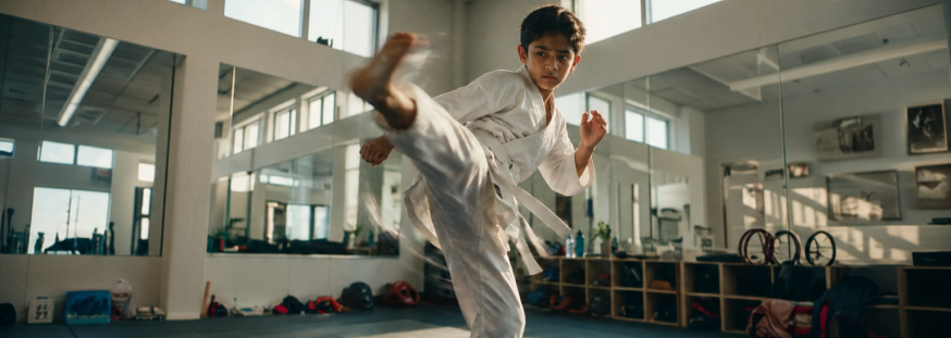 Young martial artist training